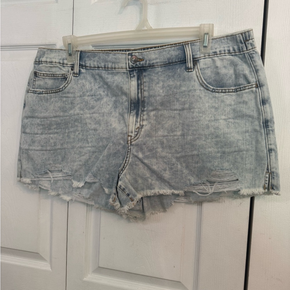 Aerie Blue Jean Shorts Distressed Casual